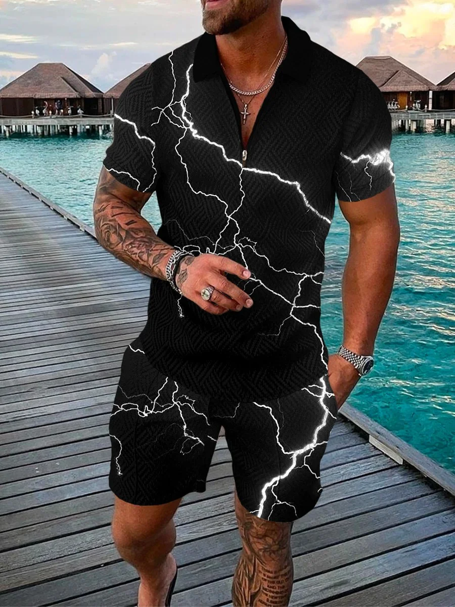 Men's Casual Gradient Polo Shirt Two Piece