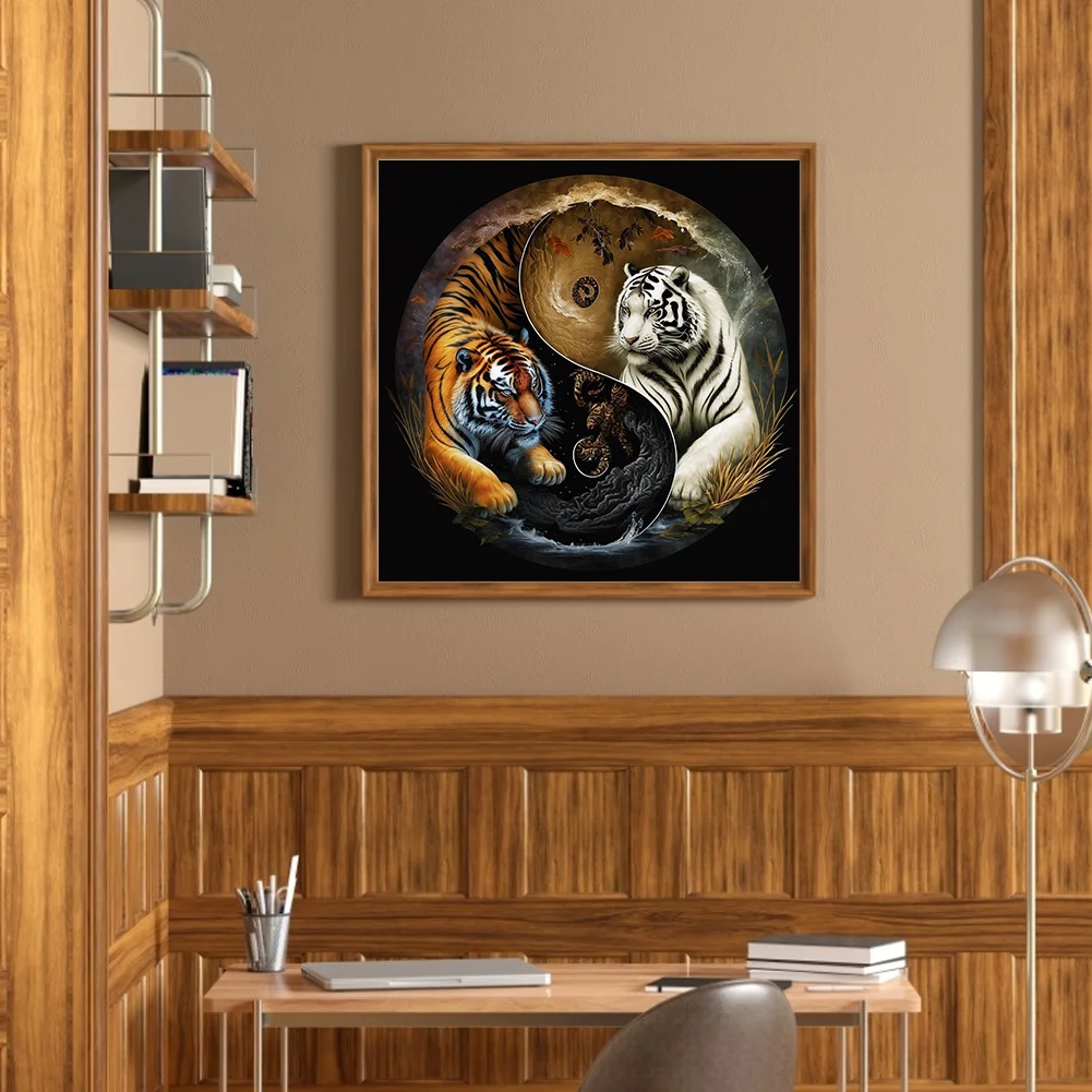 Diamond Painting - Full Round Drill - Yin Yang Tiger(30*30cm)