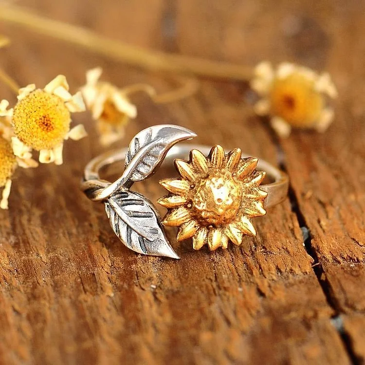 925 Gold Sunflower Ring