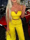 Spaghetti-Neck V-Neck Empire Wide Leg Pants Stylish Two-Piece Suit