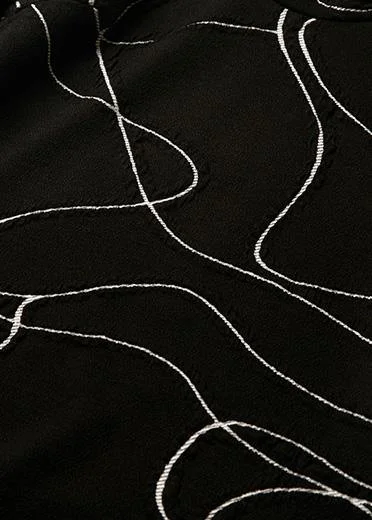 French black cotton tunic top wild Plus Size high neck Dresses