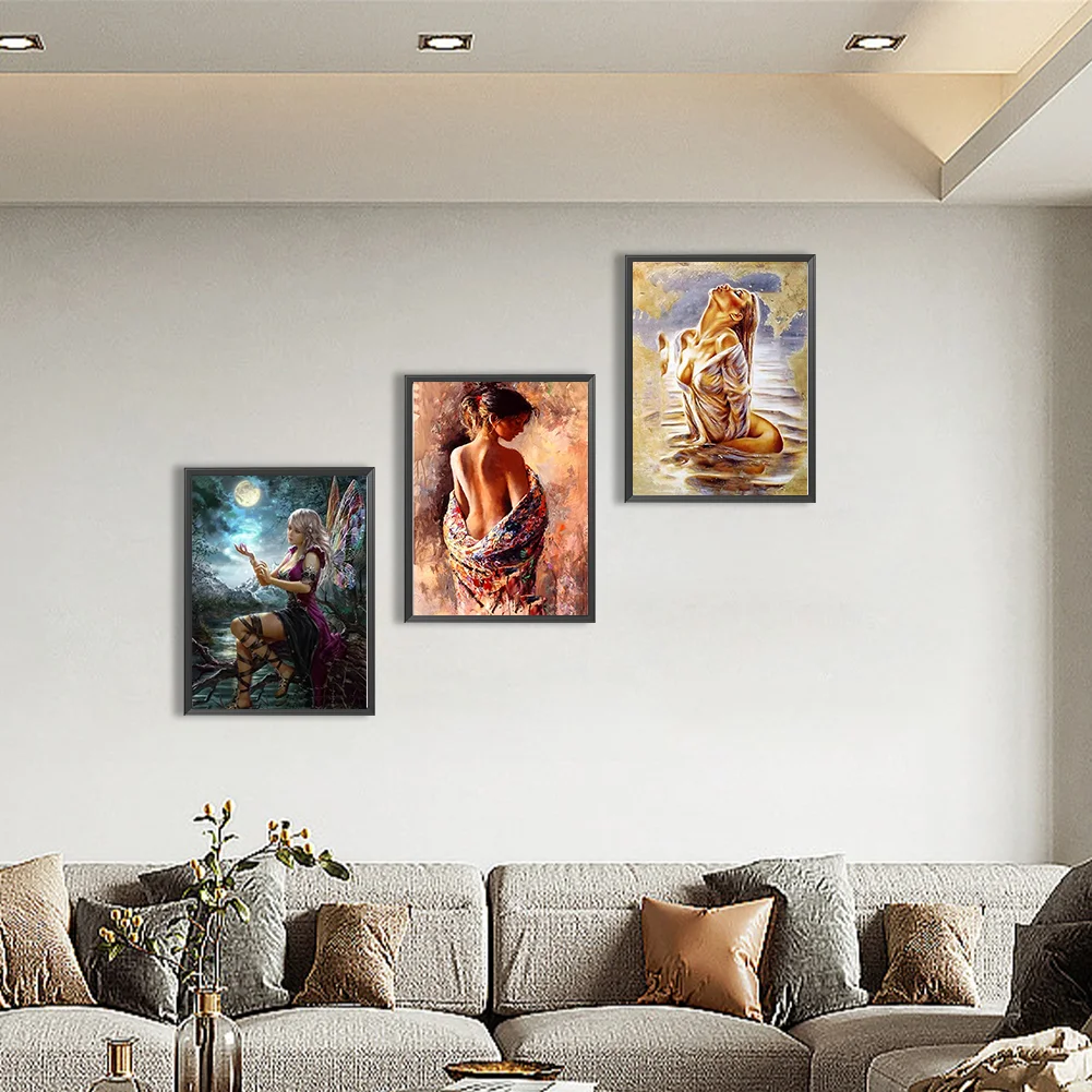 3pcs Diamond Painting - Full Round Drill - Women(Canvas|30*40cm)