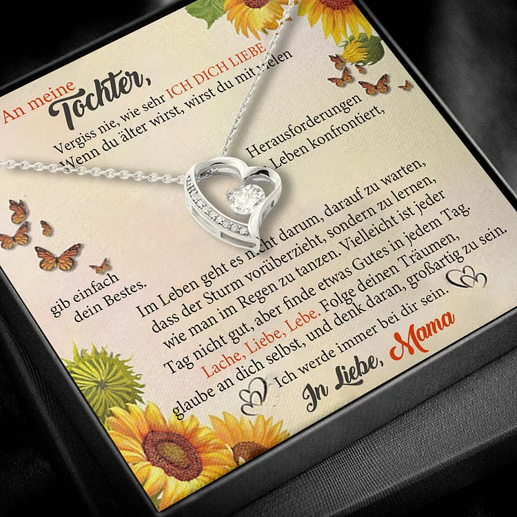Kettenmachen 925 Sterling Silber Herz Halskette - An Meine Tochter Gib einfach dein Bestes - Geschenk mit Nachrichtenkarte