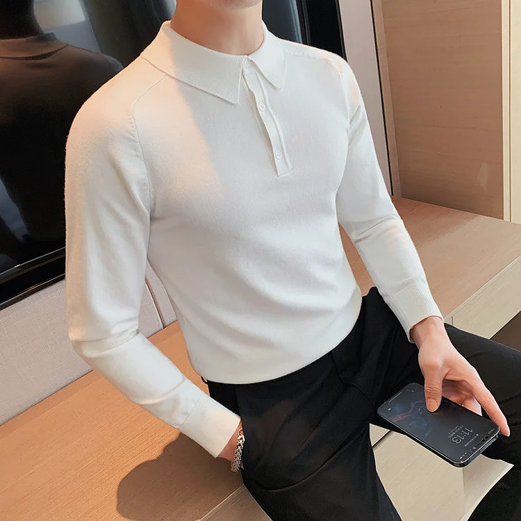 Men Polo Shirts Lapel Knitwear T-shirt
