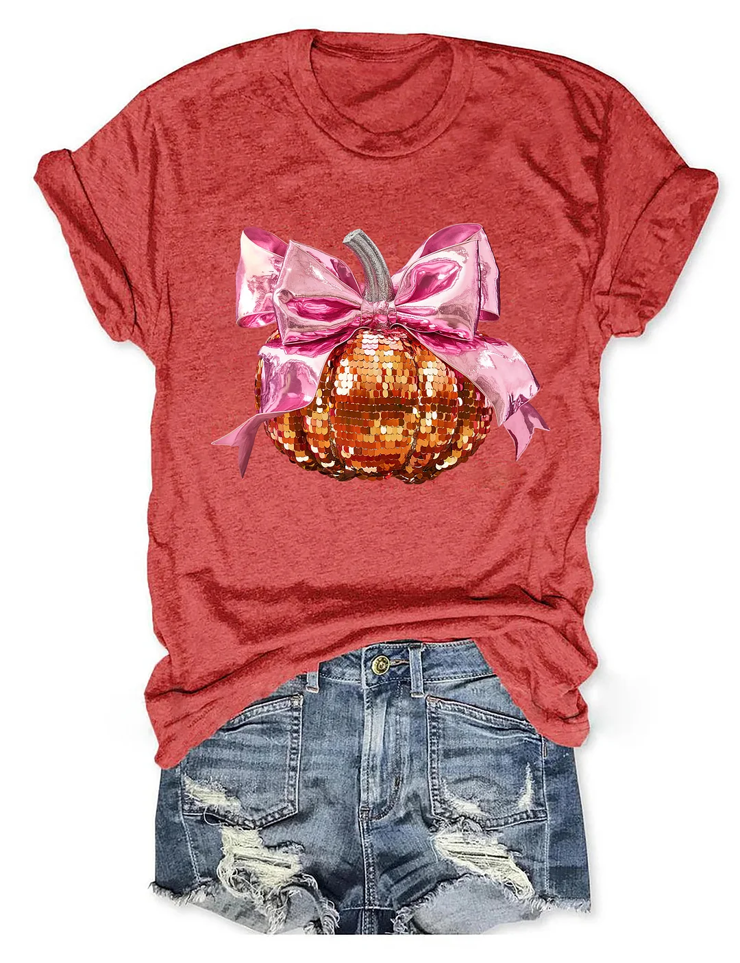 Pink Coquette Bow Ball Pumpkin T-Shirt