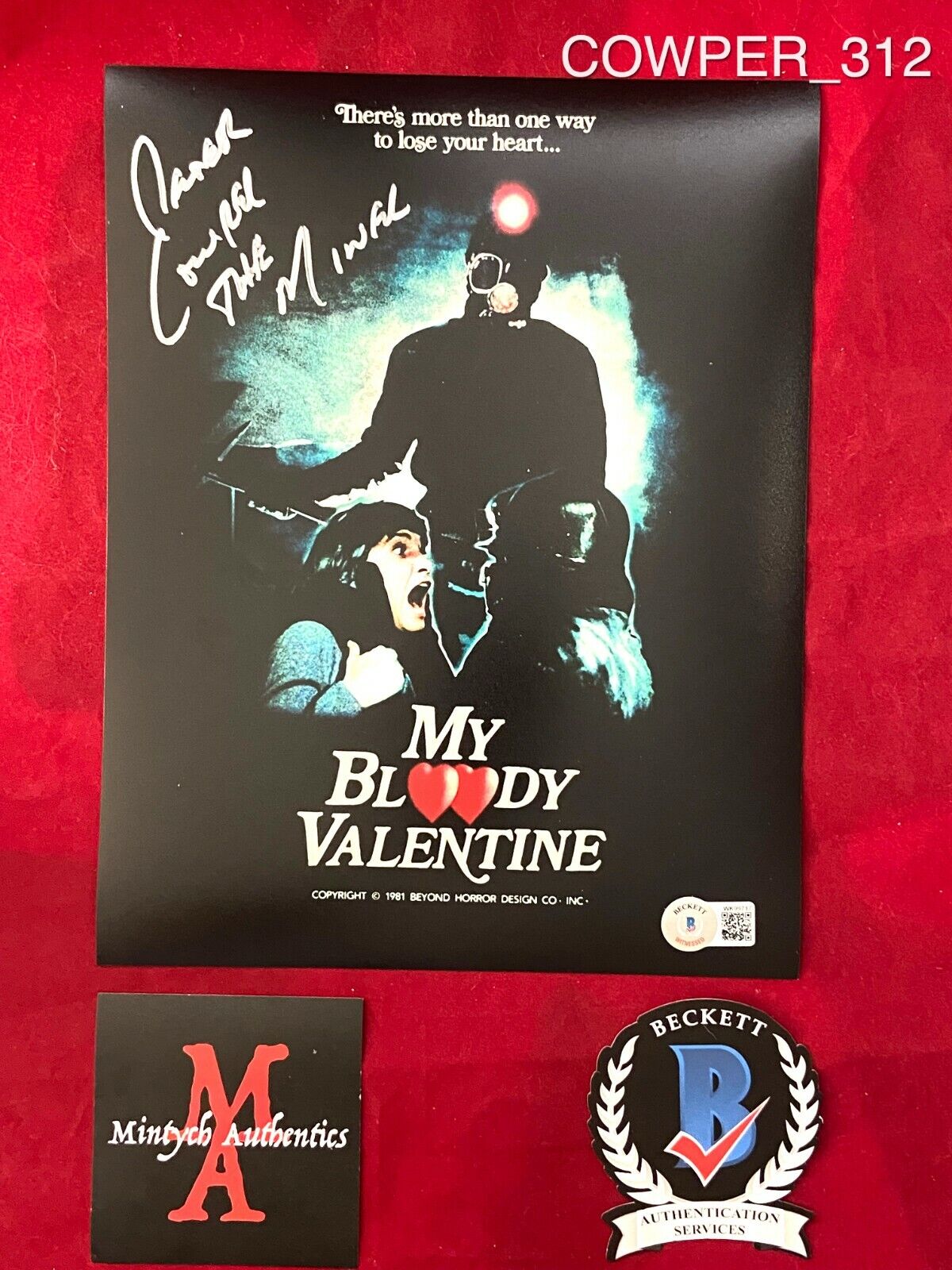 PETER COWPER MY BLOODY VALENTINE AUTOGRAPHED SIGNED 8x10 Photo Poster painting! BECKETT COA!