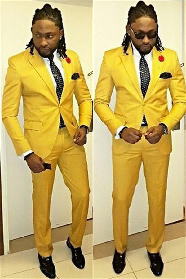 Bellasprom Classy One Button Yellow Chic Prom Outfits For Guys With Peaked Lapel Bellasprom