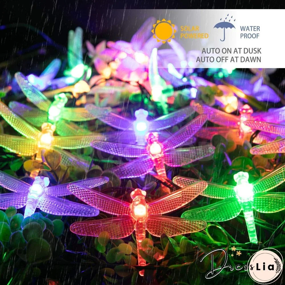 Color-Changing Solar Dragonfly String Lights