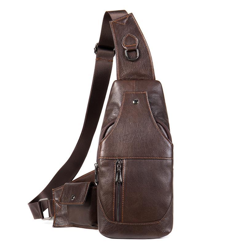 Mens Casual Multipurpose Vintage Large Capacity Leather Chest Packs