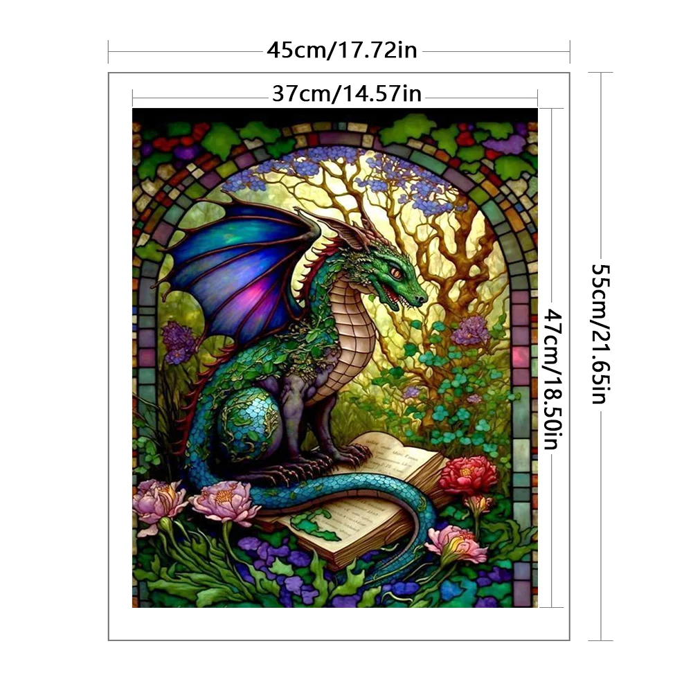 14CT Full Stamped Cross Stitch - Stained Glass Pterodactyl(Canvas|45*55cm)
