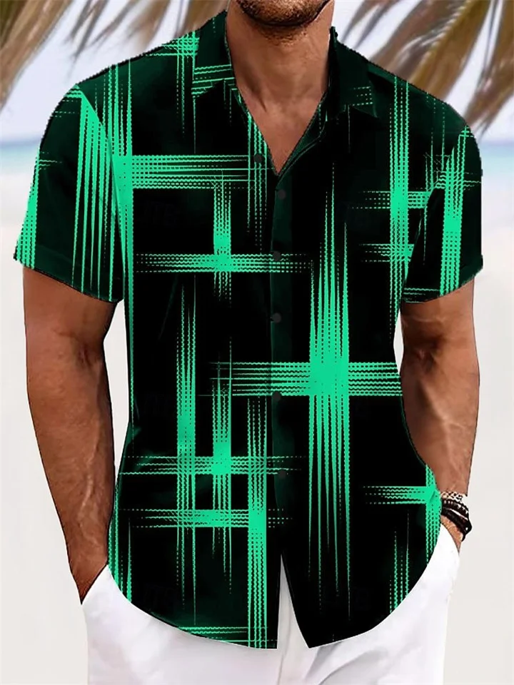 Men's Hawaiian Gradient Color 3D Printed Shirt for Vacation and Casual Wear