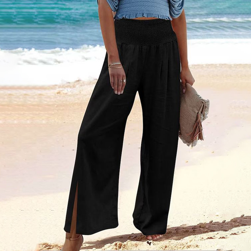 Solid Color Slit Pocket Comfy Loosen Pants wearshes