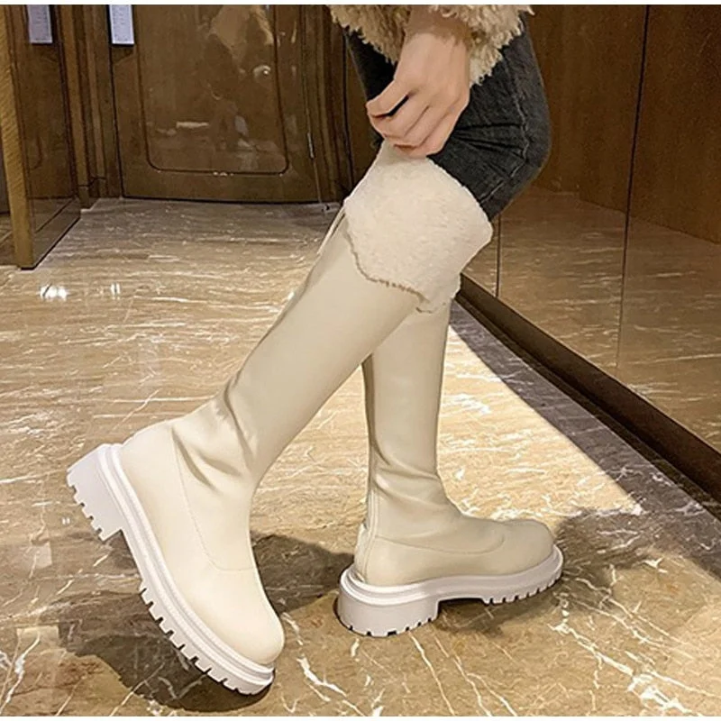 Fashion New Thigh High Boots Women Platform Shoes Thick Soled Female Knee High Boots Autumn Winter Ladies Long Motorcycle Boots