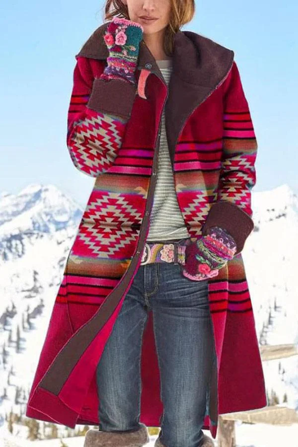Fashion Winter Warm Print Long Sleeve Coat