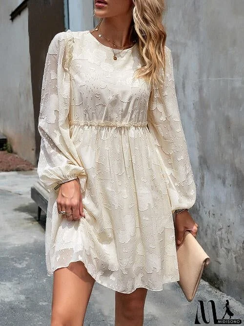 MidiSono - Ruffle Trim Balloon Sleeve Mini Dress