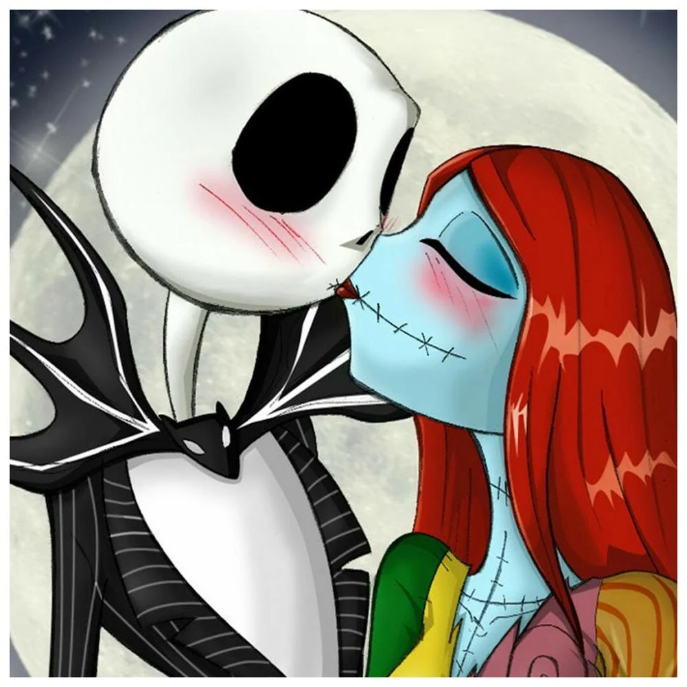 Full Round Diamond Painting - Kissing Skull(30*30cm)