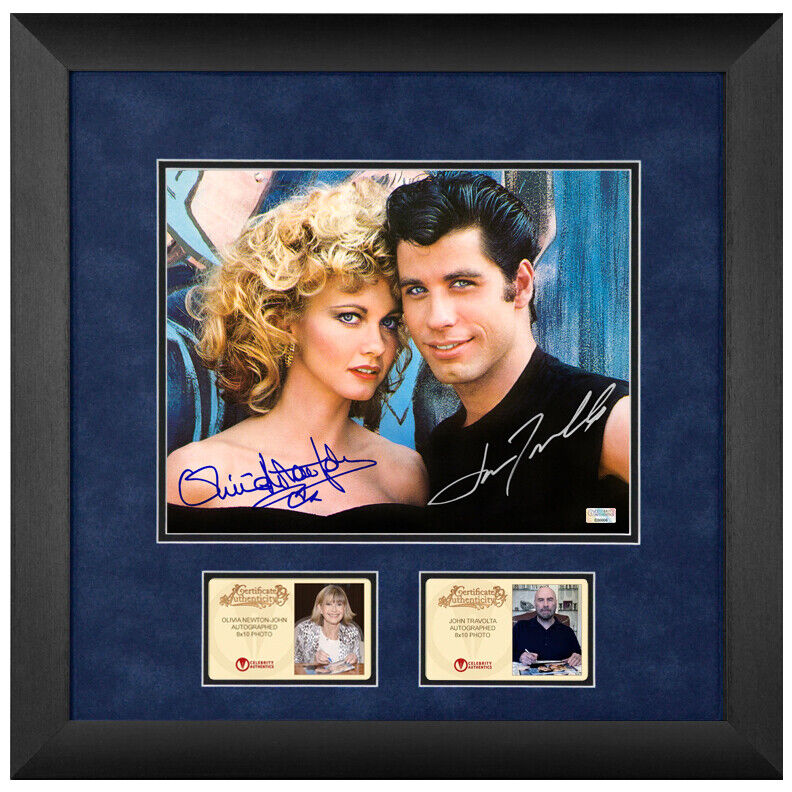 Olivia Newton-John & John Travolta Autographed Grease 8x10 Framed Photo Poster painting