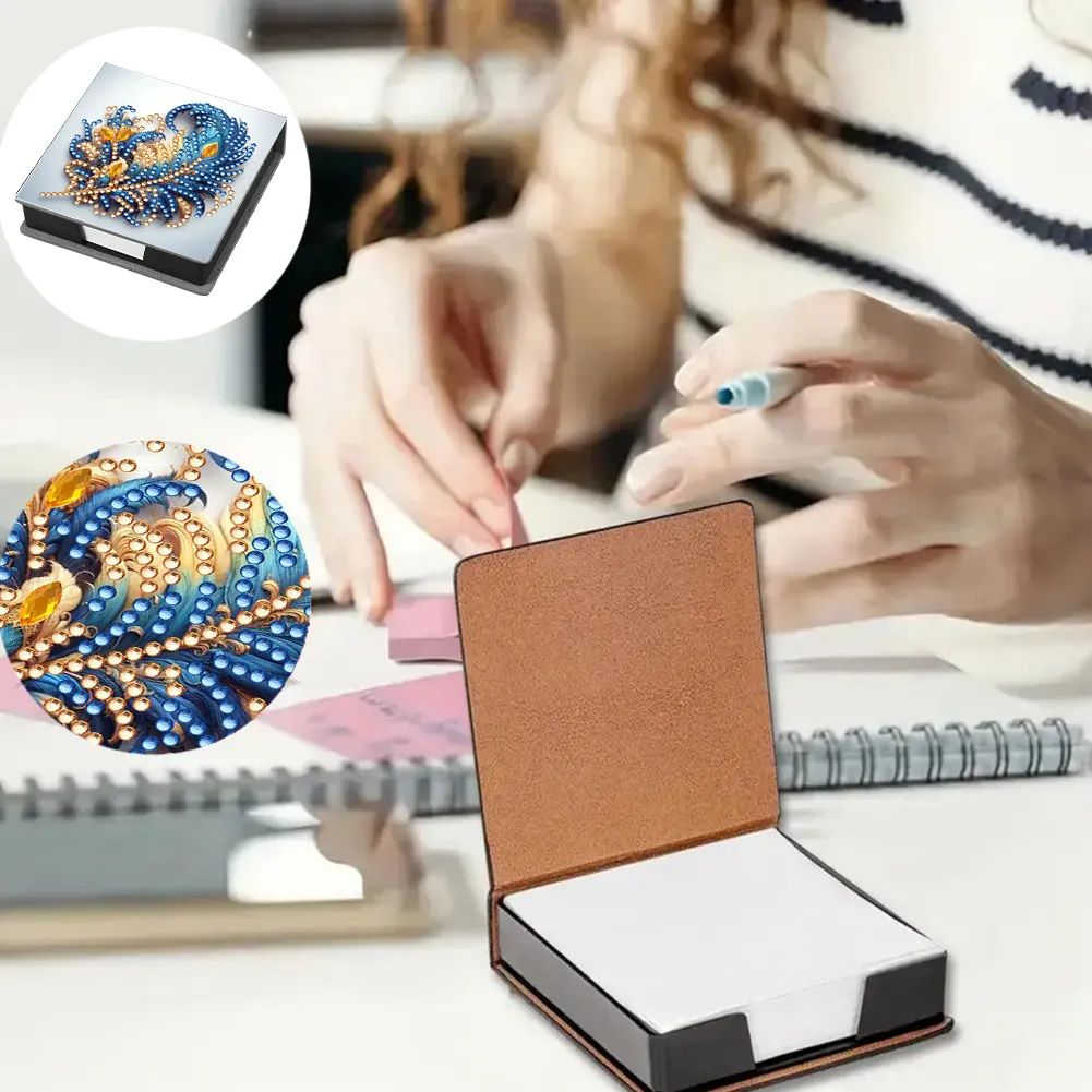Feathers PU Diamond Painting Notecard Box 5D DIY Diamond Art Note Box