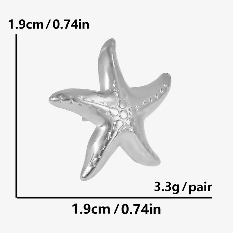 1 Pair IG Style Marine Style Starfish Plating 304 Stainless Steel Ear Studs