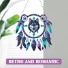 (US Only)2D Flat DIY Diamond Painting Art Pendant Window Hanging Wolf Dream Catcher