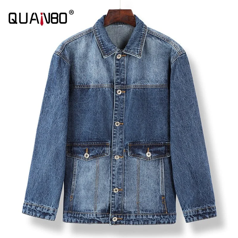 Oocharger Mens Jean Jacket 2023  Spring and Autumn Men Fashion Trends Korean  Blue Motorcycle  Jacket Casual Classic  Man Denim Jacket