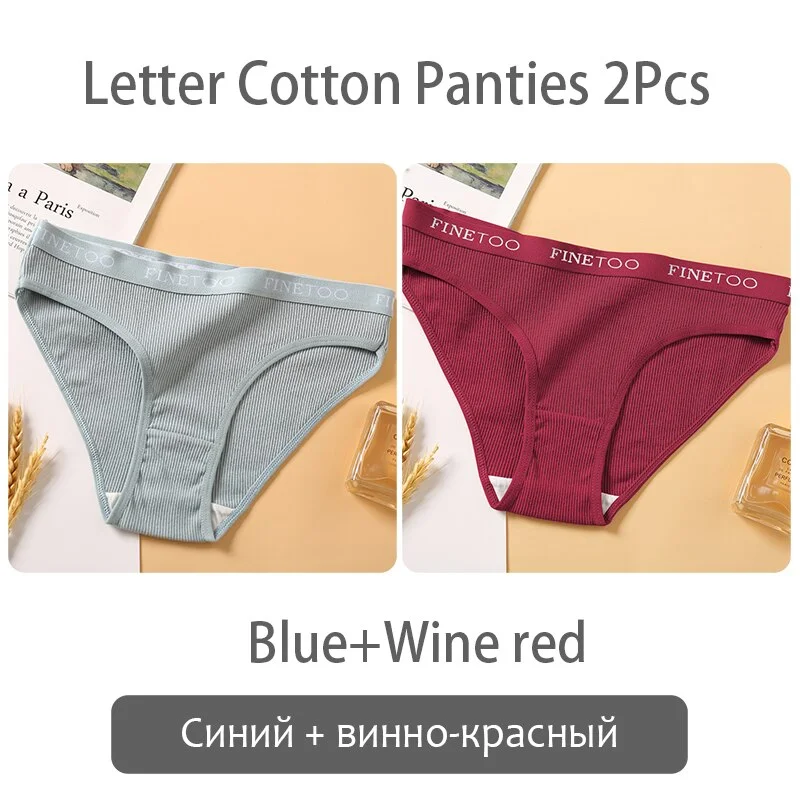 FINETOO New M-2XL Women Underpants Custom Letter Panties Breathable Cotton Underwear Ladies Briefs Casual Panty Female Lingerie