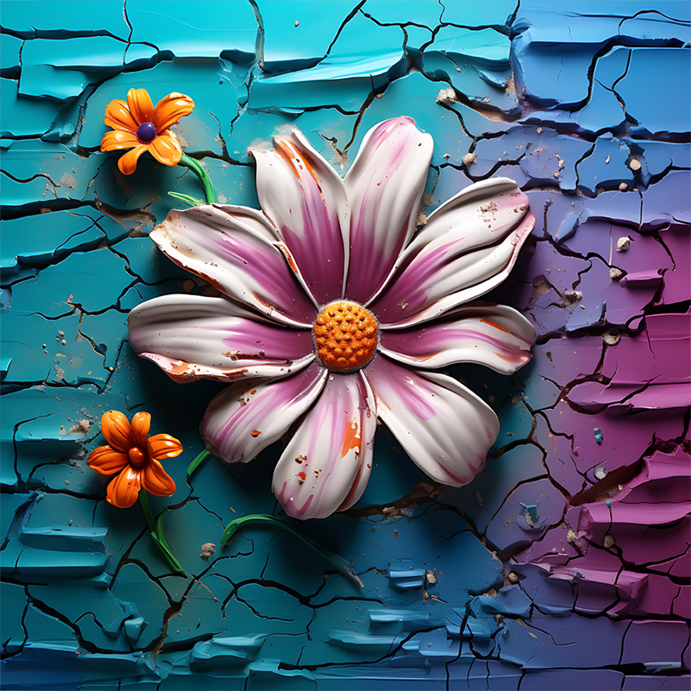 White Flower-Paint by Numbers-16"x16"/40x40cm