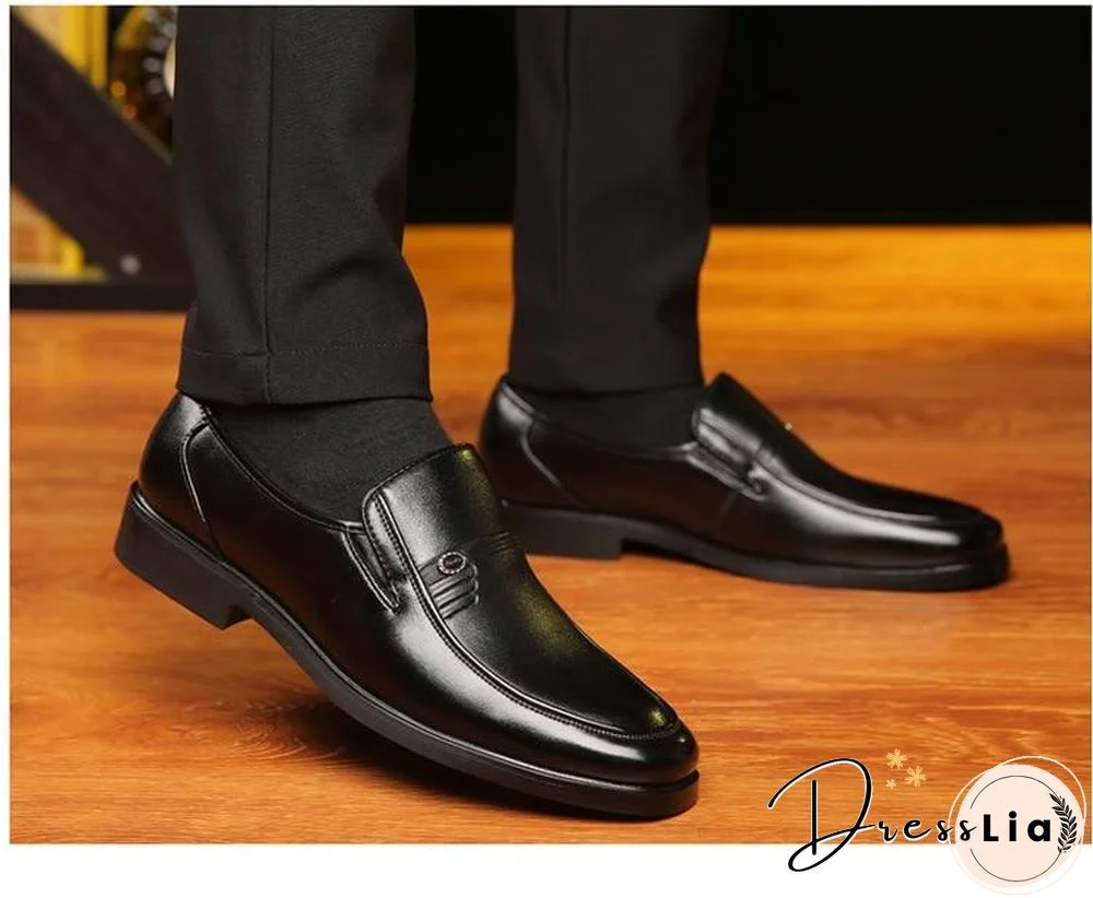 Men Leather Formal Business Shoes Office Work Flat Shoes Breathable Party Anniversary Shoes