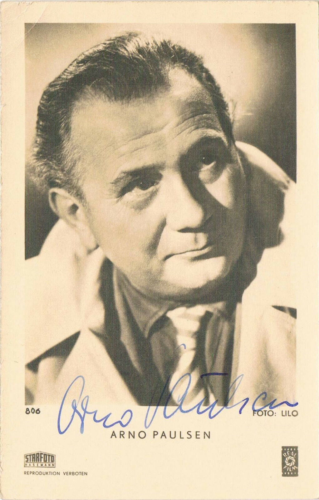 Arno Paulsen 1900–69 autograph signed postcard Photo Poster painting 3.5x5.5