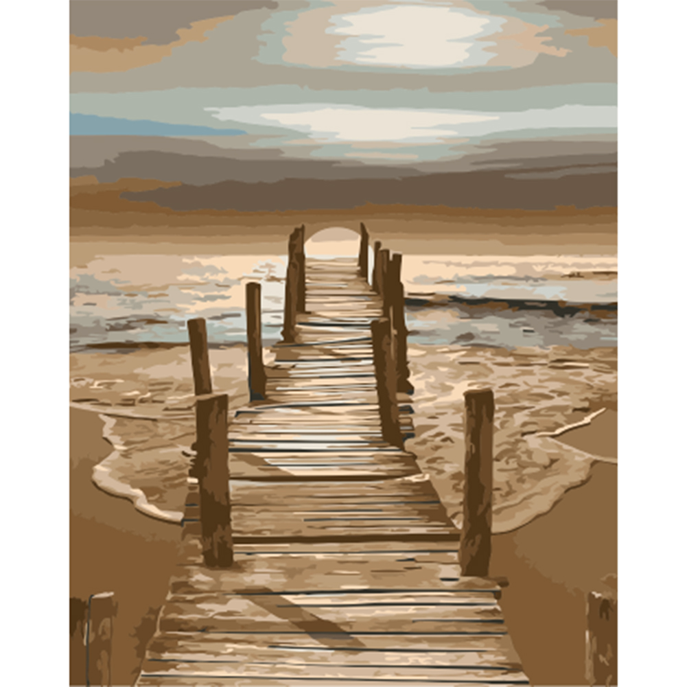Wooden Bridge Coast-Paint by Numbers-30*40cm/40*50cm
