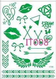 Sdrawing new 1 pc Glow in the Dark Luminous Flash Tattoo Sticker skeleton gold metal Waterproof Tattoo fluorescent noctilucent night