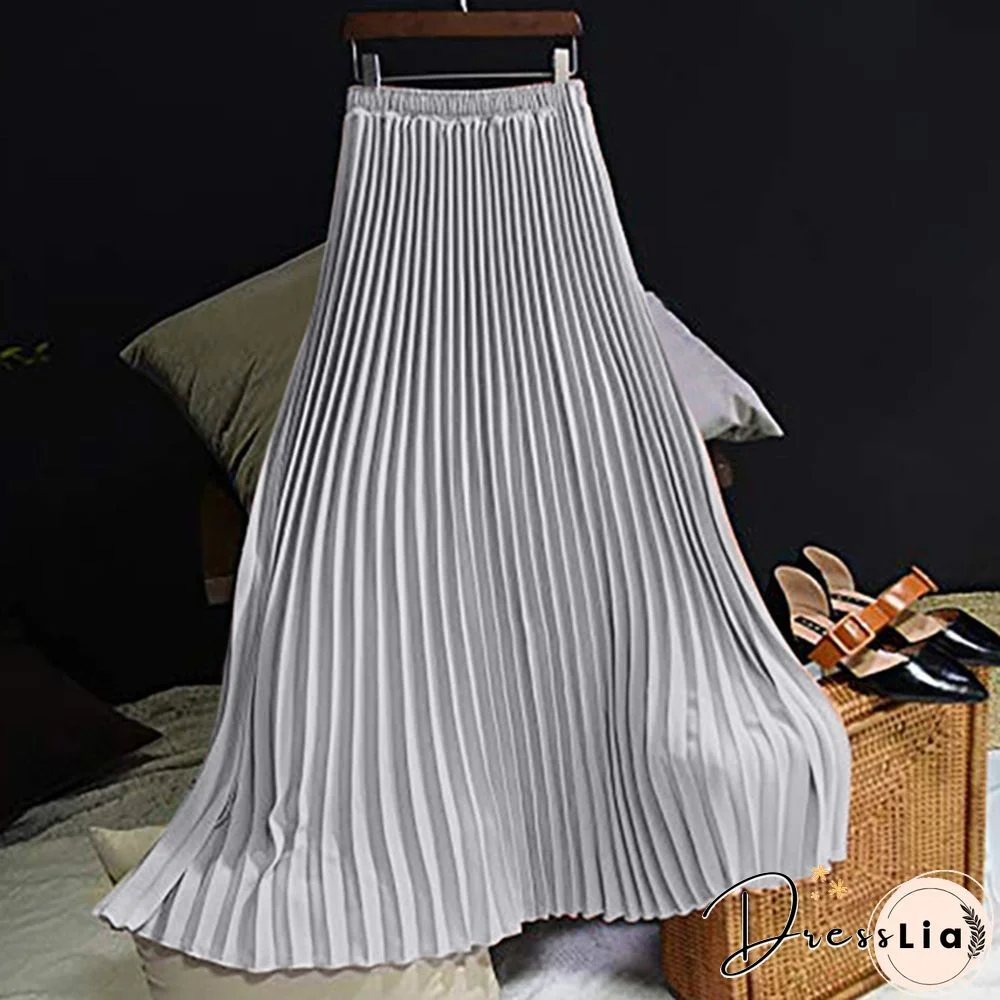 Summer New Fashion Women's Skirt One Size Multicolor Solid Pleated Skirt