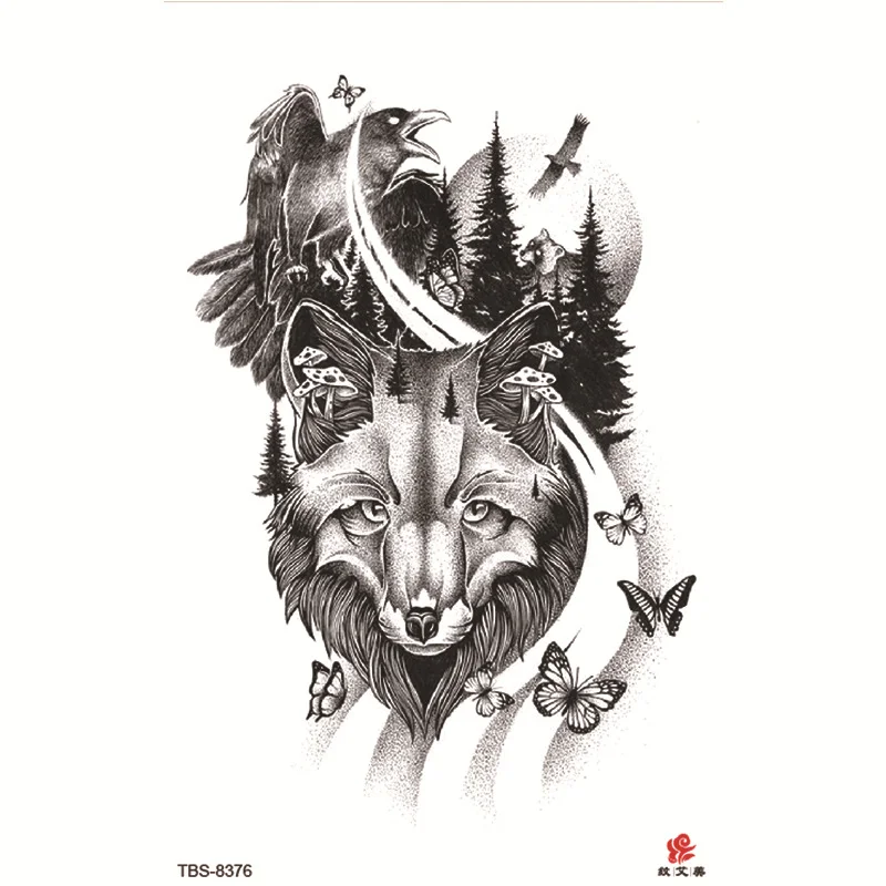 Sdrawing Temporary Tattoo Sticker Forest Lion Tiger Flash Tattoos Women Skeleton Skull Bodi Art Arm Fake Tatoo Men Body Woman