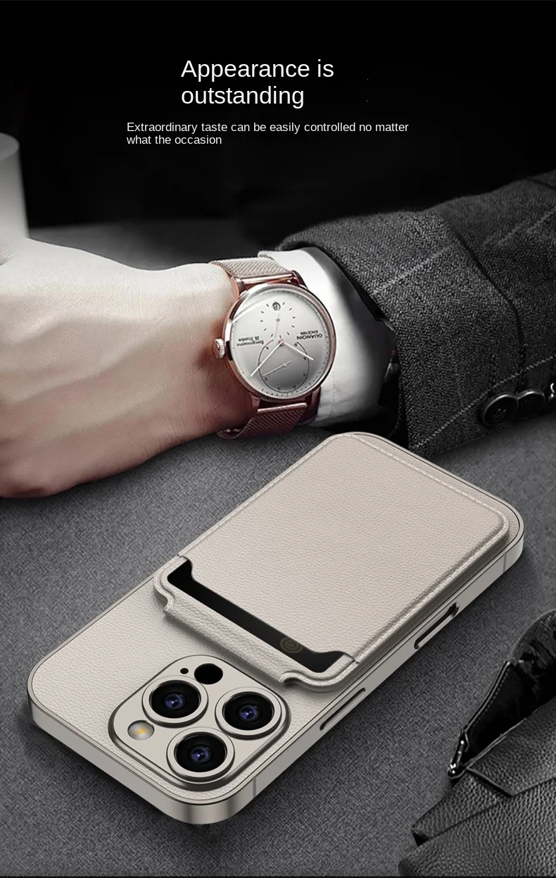 Suitable for iPhone 16 leather mobile phone case magnetic back sticker split card holder card holder