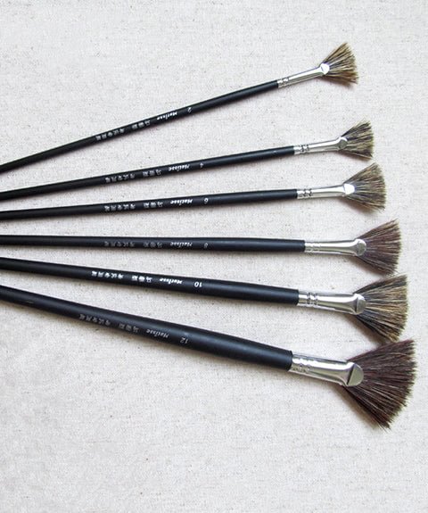 6 Pcs Premium Brown Bristles Fan Paint Brush Set-Himinee.com