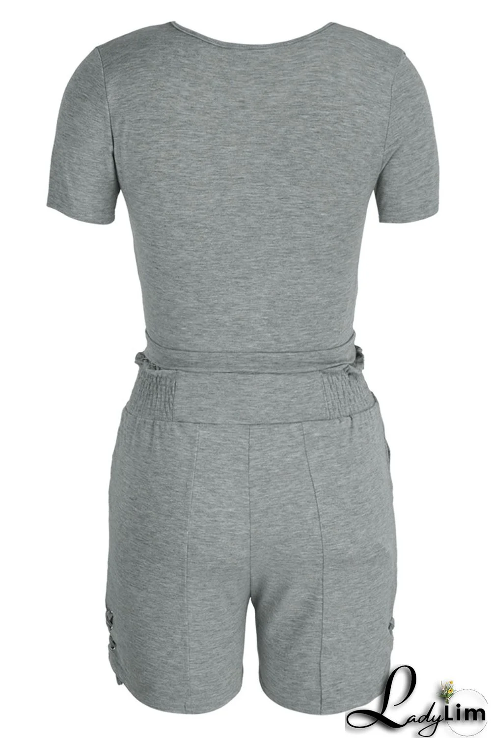 Black Fashion Casual Solid Bandage V Neck Short Sleeve Two Pieces