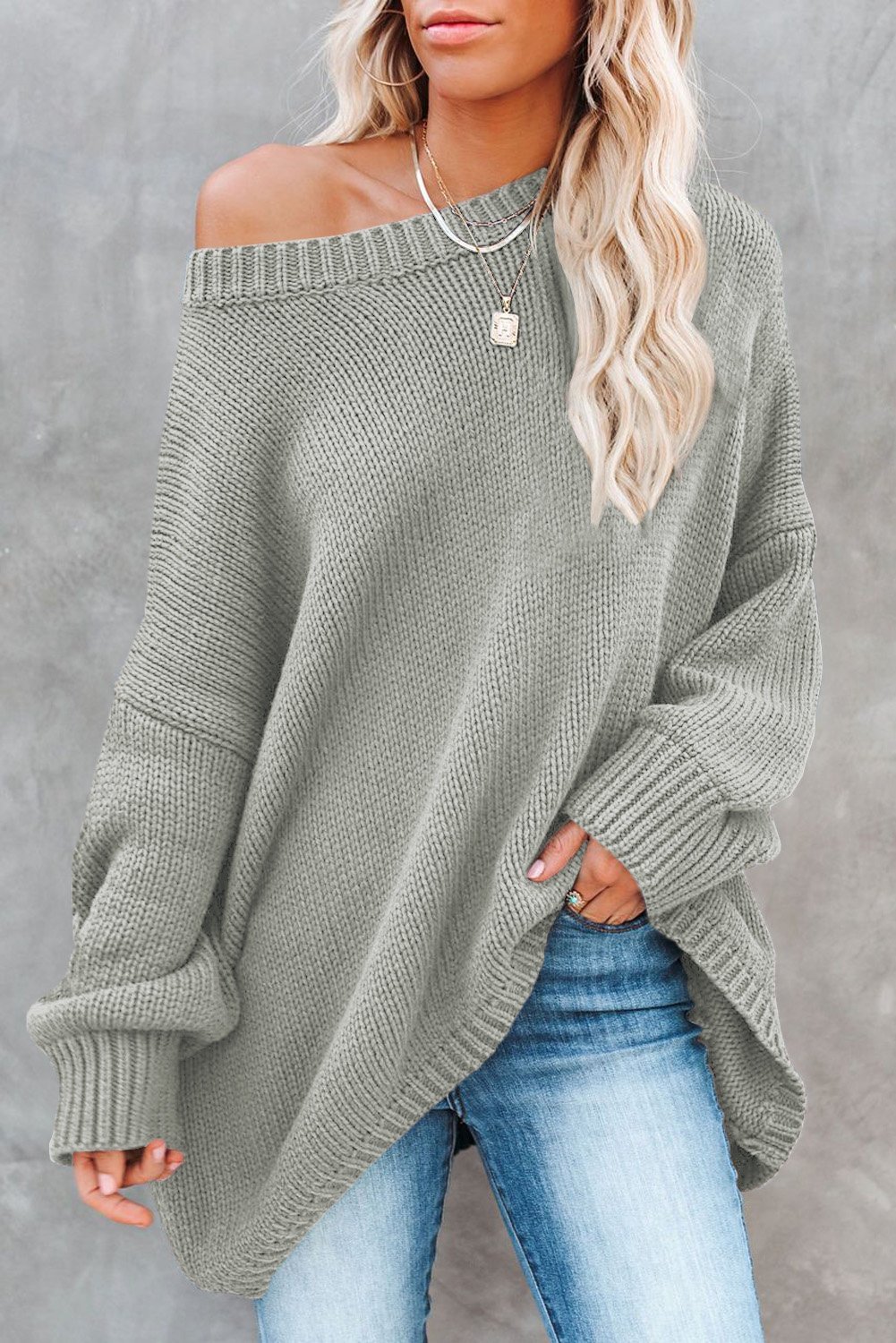 MusePointer Oversize Knitted Drop-shoulder Sleeve Sweater MusePointer