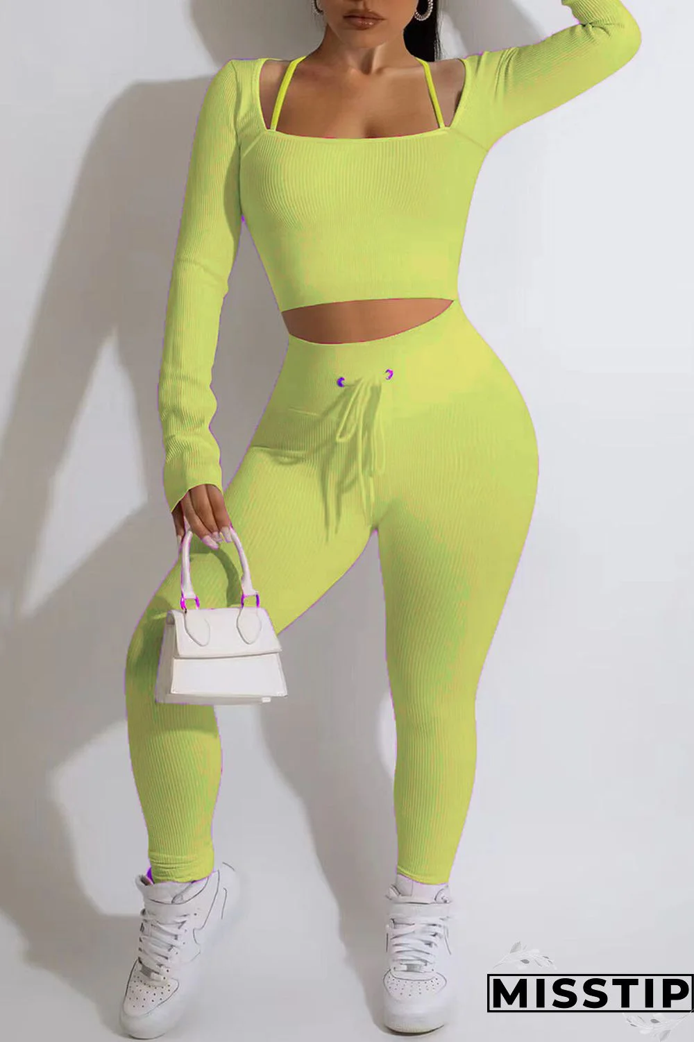 Green Casual Street Solid Patchwork Square Collar Long Sleeve Two Pieces