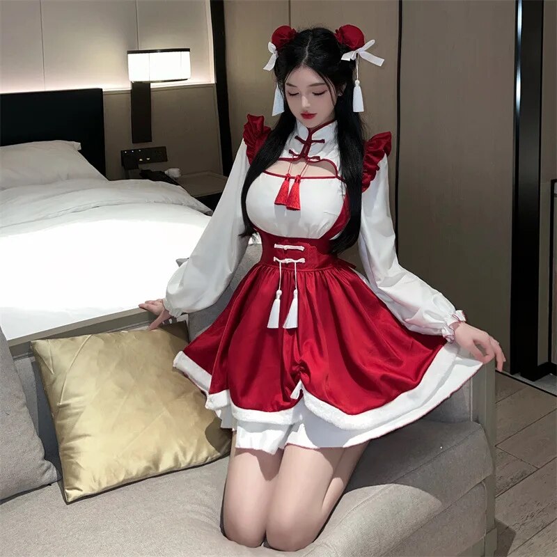 [Wetrose] In Stock Christmas Maid Cosplay Costume Santa New Year Lolita Sexy Lingerie