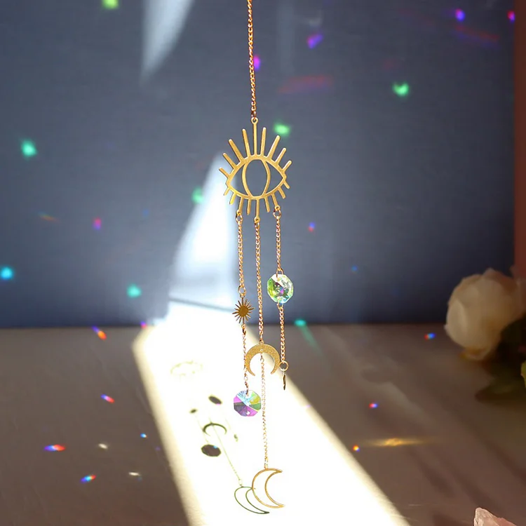 Hanging Bead Moon Sun Light Catcher Crystal Outdoor Wall Wind Chime (71)