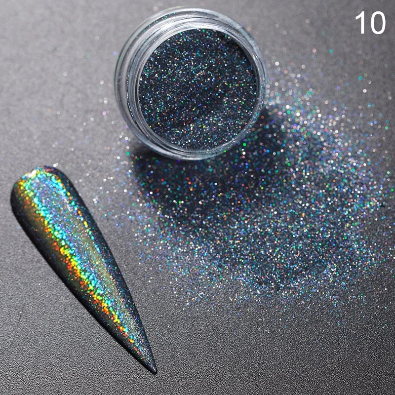 1 Box Iridescent Nail Powder Silver Black Colorful Glitter Sequins Gel Polish Flakes Nail Art Decoration For Manicure Pigment-Nail Inspo