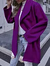 Simple Solid Color Lapel Collar Buttoned Loose Casual Woolen Outerwear