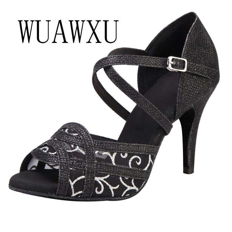 VCshoes NATASHA Professional Latin Dance Shoes Women's High Heel Black Competition Dance Shoes Sandals National Standard