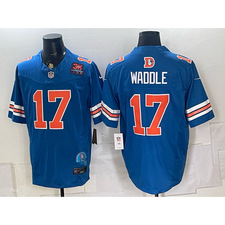 Men's Denver Broncos #17 Jaylen Waddle Royal Vapor F.U.S.E. Limited Jersey YZYG