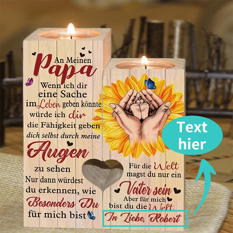 An Meinen Papa - Personalisiertes Text Kerzenhalter - Kerzenständer für Vater 