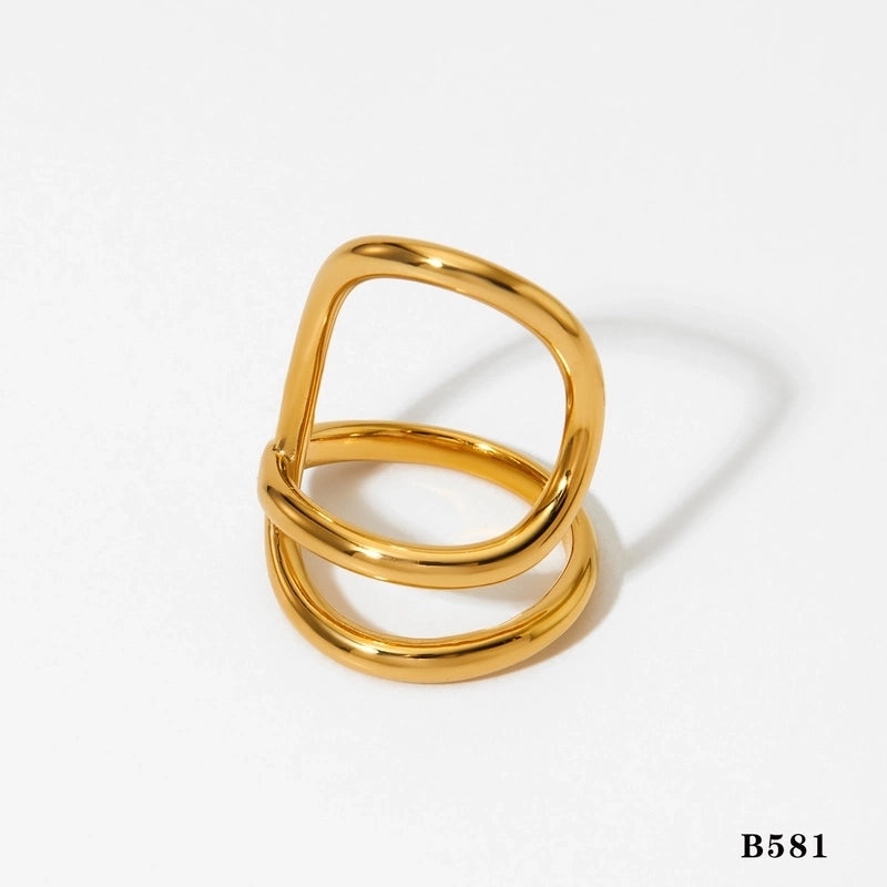 Artistic Solid Color 304 Stainless Steel 16K Gold Plated White Gold Plated Gold Plated Rings