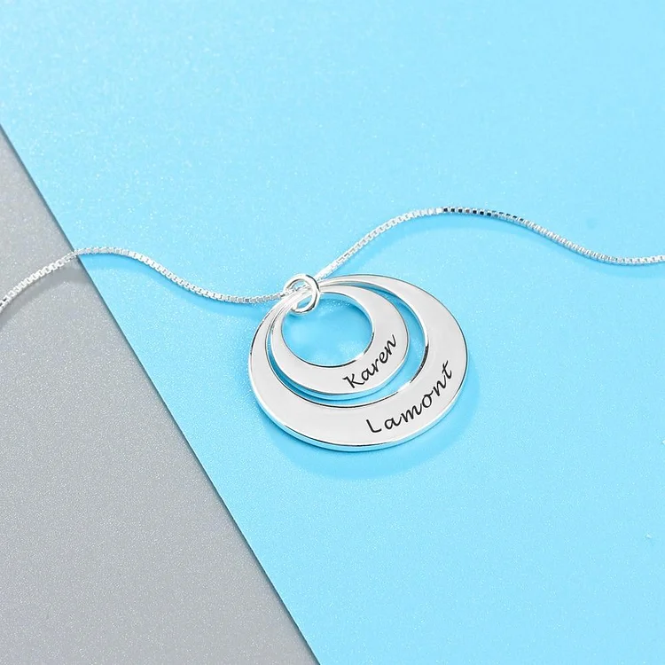 Collier gravé 2 prenom personnalisé à double cercles