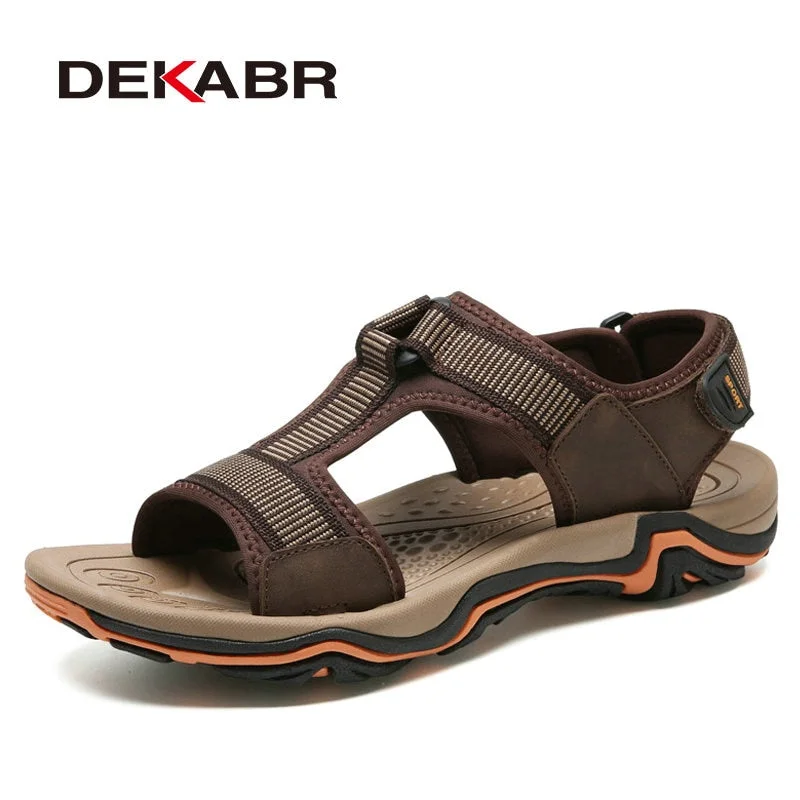 DEKABR High Quality Summer Men Sandals Real Leather NonSplit Soft Comfortable Men Shoes New Fashion Men Casual Shoes Size 39~45