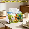 (24cm)Diamond Art Tissue Box DIY PU Napkin Cover for Home Decoration(farm chicken)