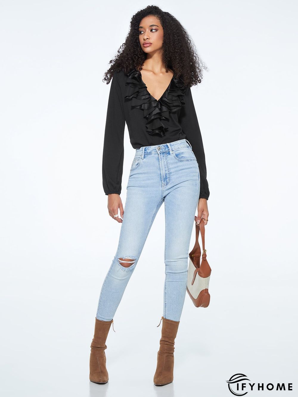 Black Long Sleeve Vintage Top | IFYHOME